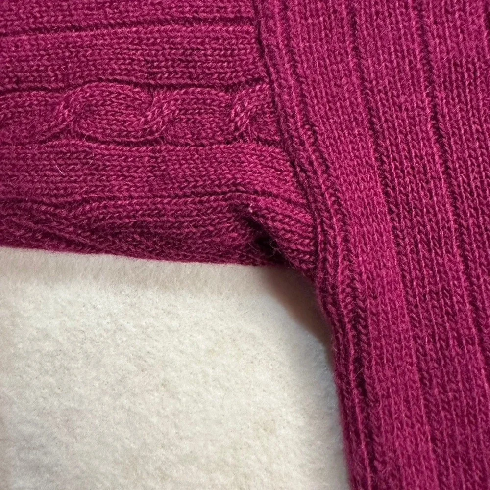 Vintage Outlander Studio Lambswool Angora Cable Knit Polo‎ Sweater Dress Pink M